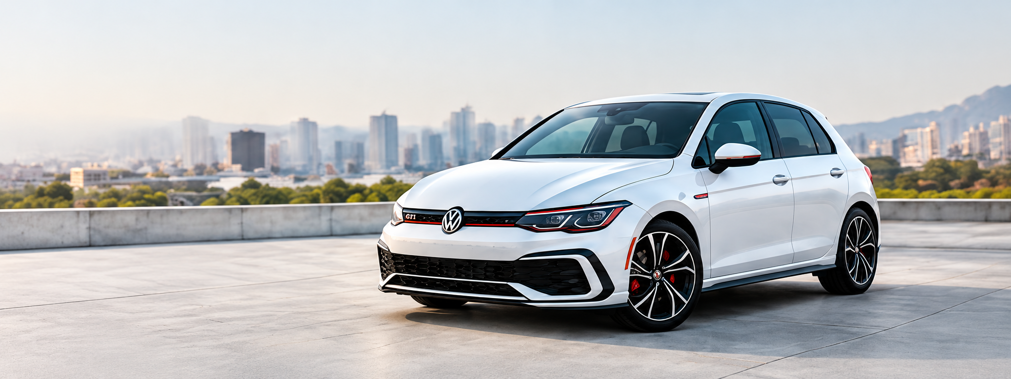 Volkswagen Golf GTI overlooking the city